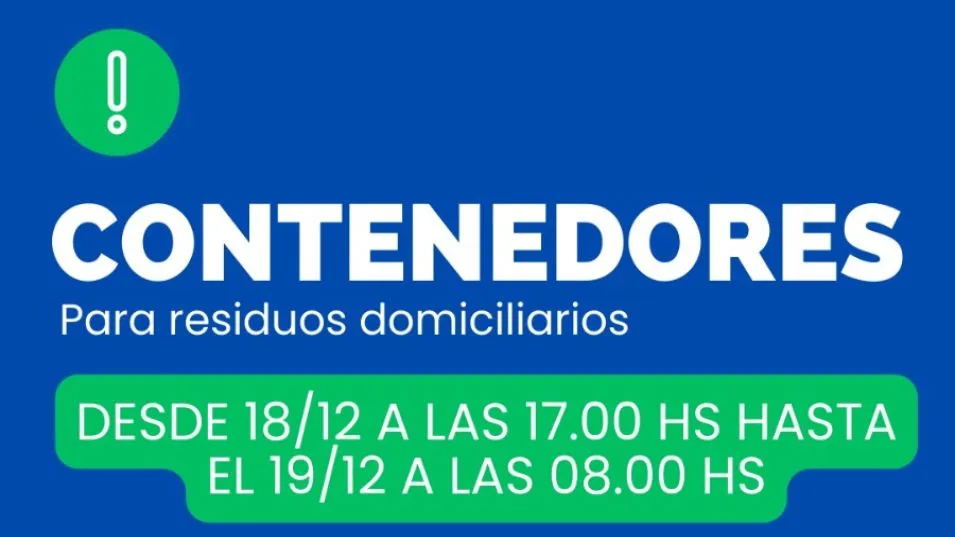 El Municipio difundió el cronograma actualizado de contenedores para las próximas horas