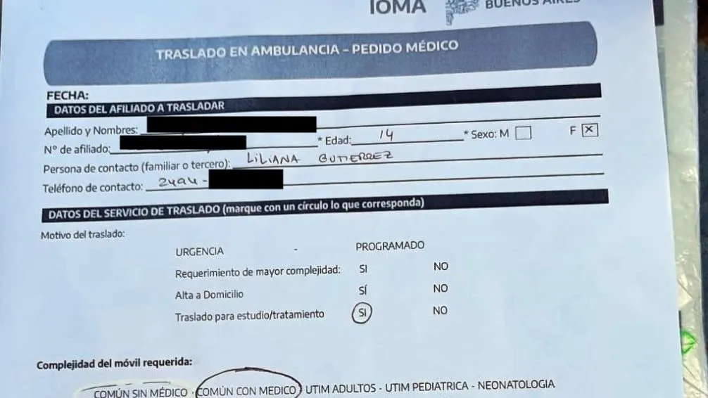 Una paciente menor de edad vivió un traslado "de terror" junto a su madre