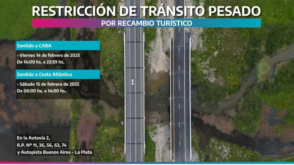 Restricción de tránsito pesado por recambio turístico