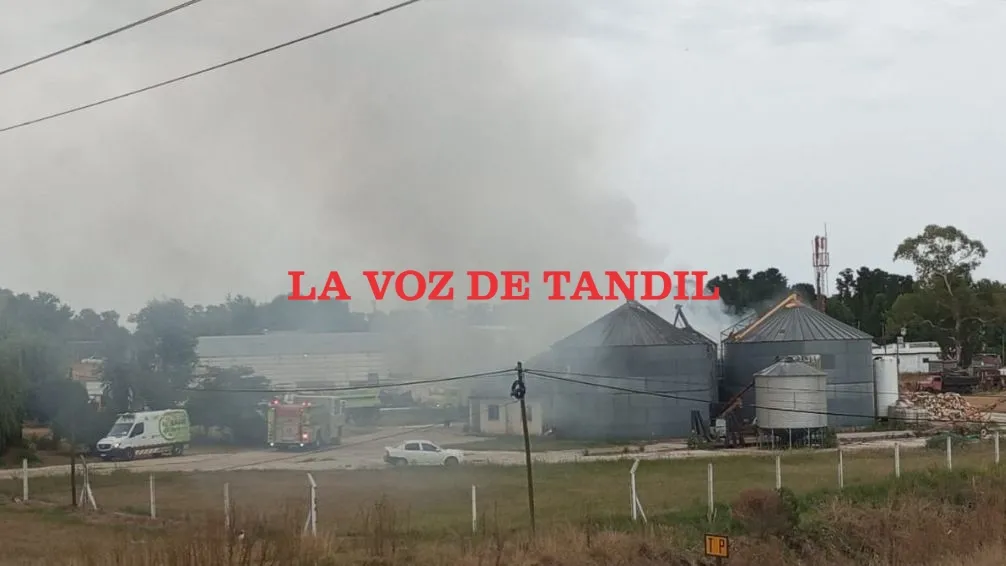 Incendio en una aceitera sobre Ruta Nacional 226, a la altura de La Blanqueada