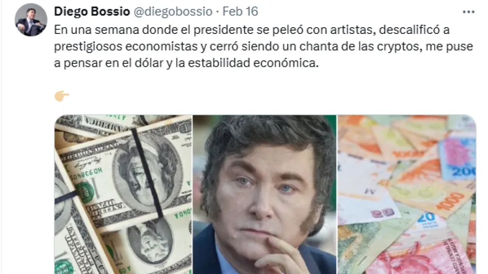 Diego Bossio calificó a Milei como un "chanta de las cryptos" 