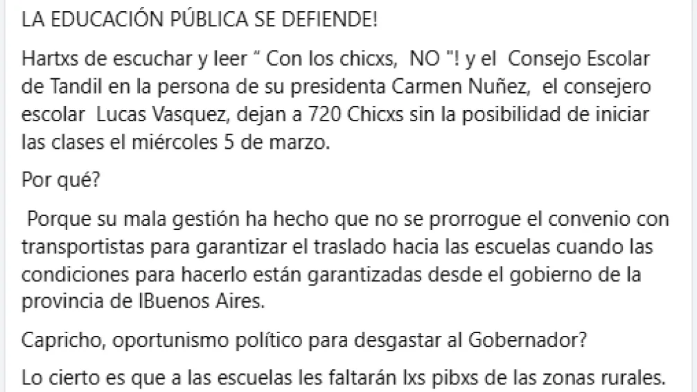 Acusan al Consejo Escolar de dejar a 720 chicos sin inicio de clases por falta de transporte rural 