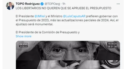 "El ajustazo será monumental", anticipó el tandilense Rodríguez tras el discurso presidencial 