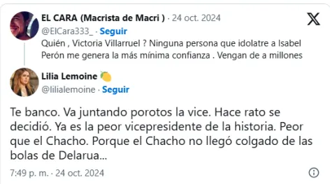 Para Lilia Lemoine, Victoria Villarruel es la "peor vicepresidenta de la historia" 