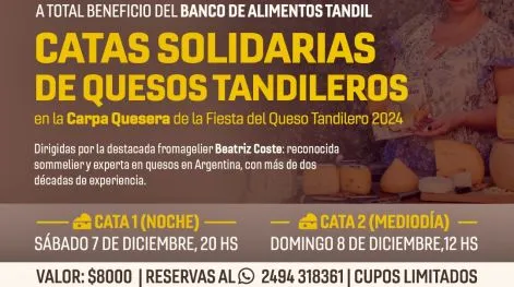 Las Catas sensoriales a beneficio del Banco de Alimentos, una propuesta destacada en la Fiesta del Queso Tandilero