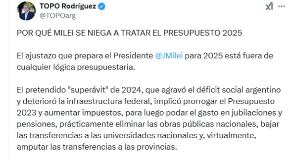 "Lo que se viene en 2025 es todavía más dañino", alertó "Topo" Rodríguez sobre el plan Milei 