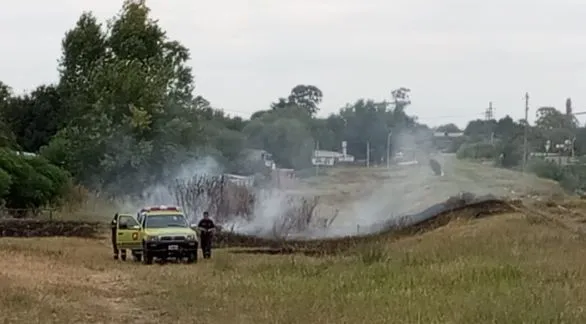 Incendio de pastos en la vía del ferrocarril y Quintana 