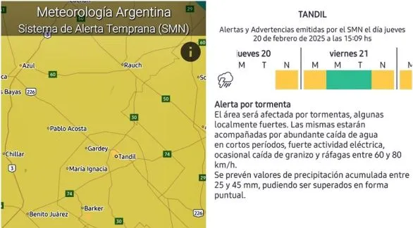 Se esperan tormentas fuertes para este jueves por la noche y madrugada de viernes