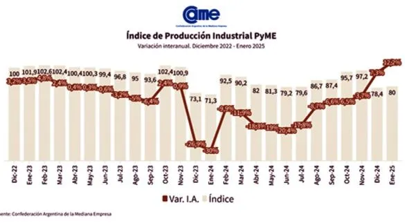 La industria pyme creció 12,2% anual en enero